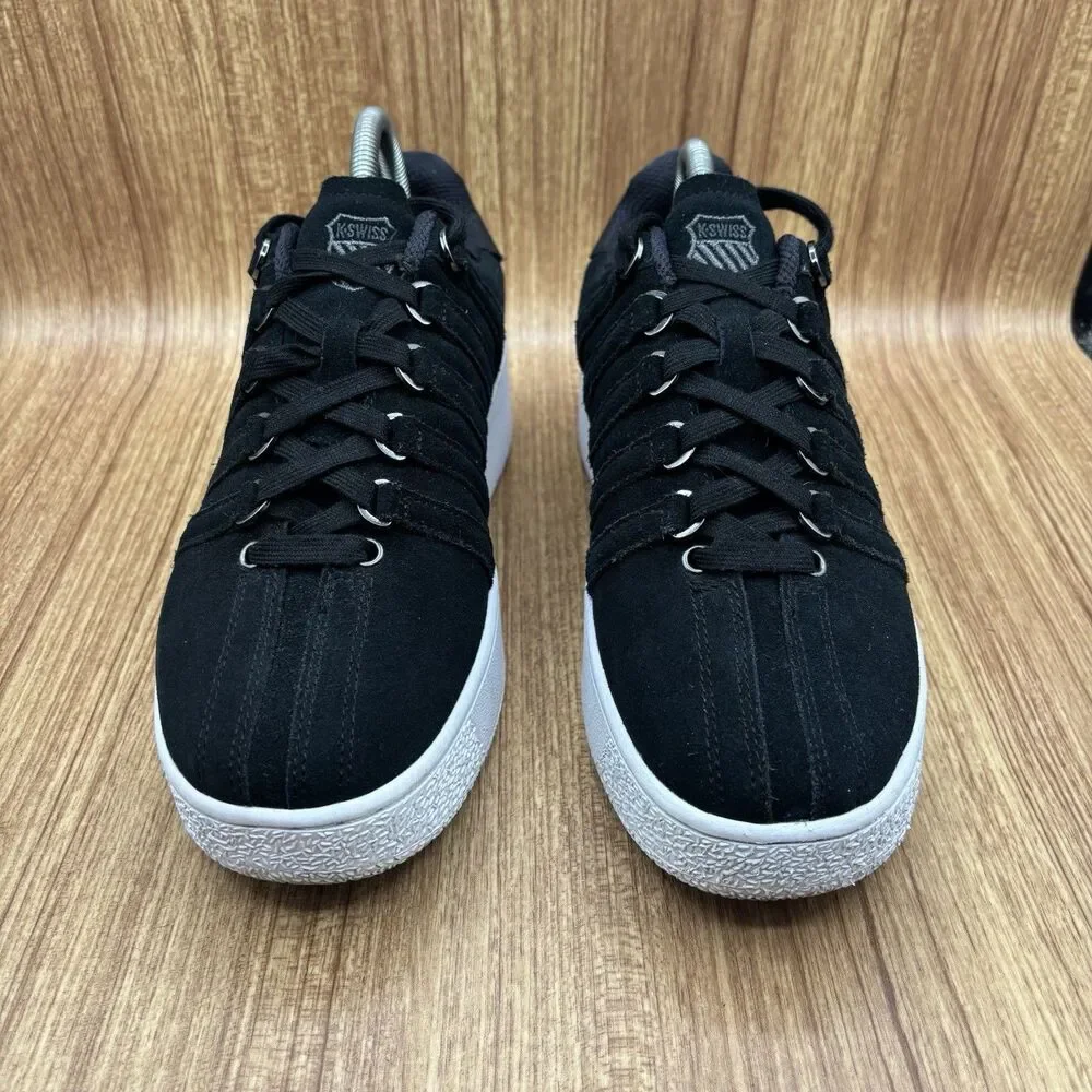 K-Swiss Women's Classic VN‎ Platform Black Suede Leather White Sneakers Size 10